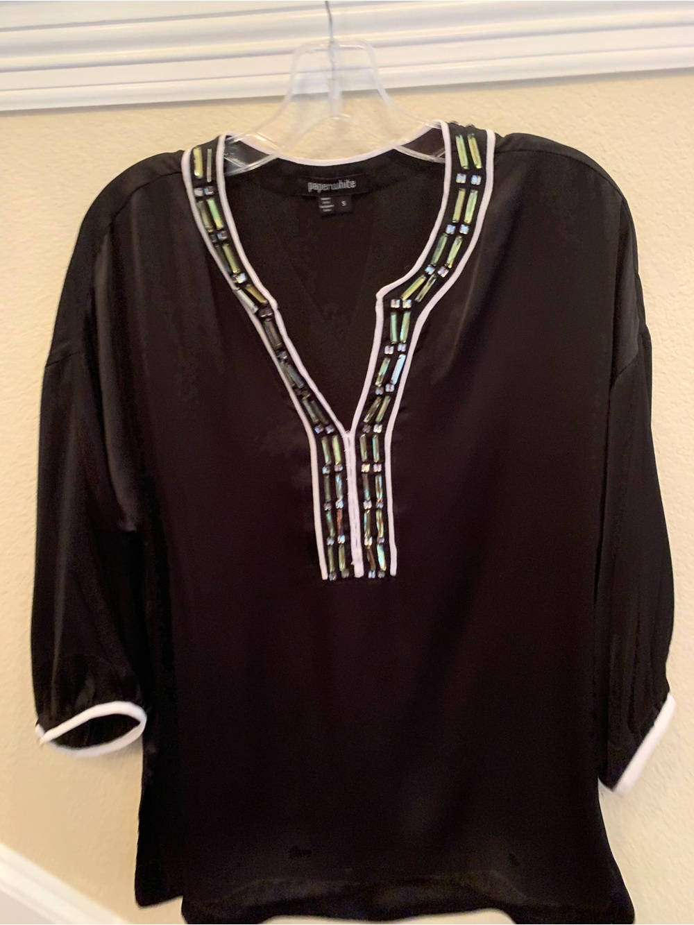 Paperulike Black Embellished V-Neck Tunic - Picture 2 of 8